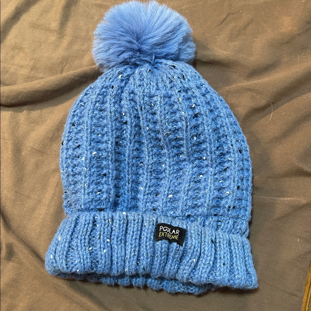 Polar Extreme Blue Knit Pom-Pom Beanie